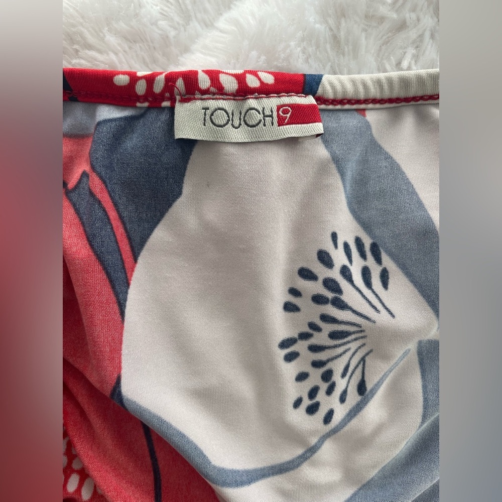 Floral Ruffle V-Neck Top - Red and Blue - Picture 5 of 5